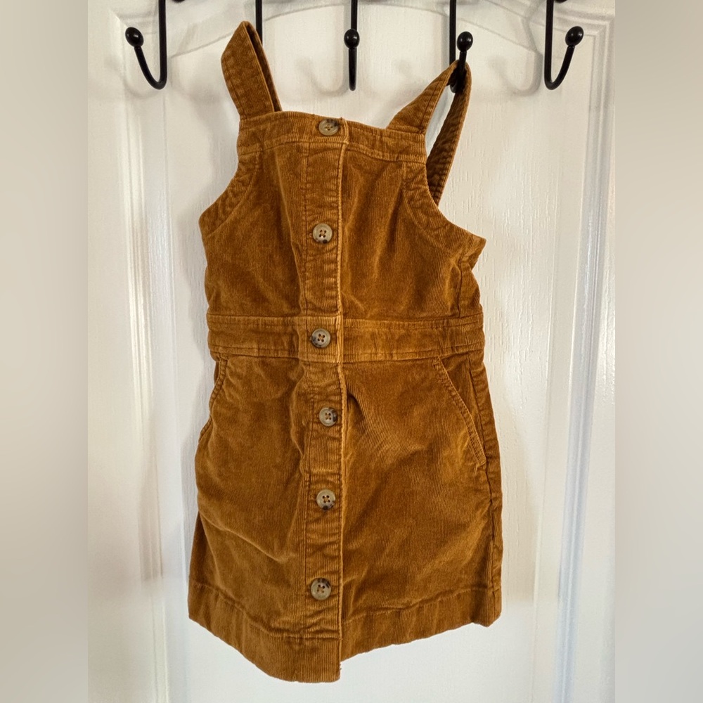 J. Crew Factory Corduroy Button-Front Pinafore Dress - Rust